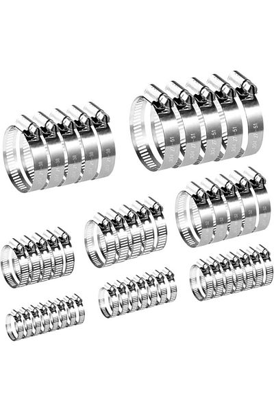 Choice 80pcs Fuel Hose Clips Pipe Clamps 6mm-51mm Stainless Steel Hoop Clamp Hose Clamp Automotive Pipes...