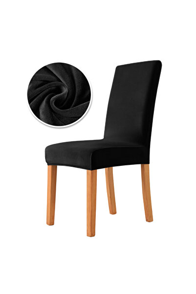 Choice غطاء كرسي من القماش المخملي الأسود الجديد قطعة واحدة، غطاء كرسي فائق ا...