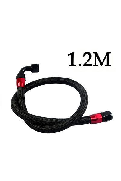 PQY 1.2m Black - An10 1m/1.2m/1.4m Stainless Steel Brained Oil Hose Line Hose Tube With 0degree 90de