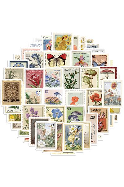 Choice 50pcs 50pcs Retro Stamp Art Stickers For Laptop Luggage Skateboard Phone Sticker Kids Toys Vintage A