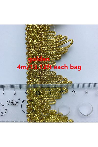 Choice 4 Meters Golden 2 4m/13.12ft Each Pack Golden Lace Trims Big Wide Sewing Hat Curtain Dress Accessory