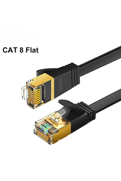 Choice كابل مسطح Cat8 بطول 0.5 متر وكابل إيثرنت دائري Cat8 لشبكة LAN وكابل شبكة Cat8 Rj45 بسرعة 40 جيجابت في الثانية