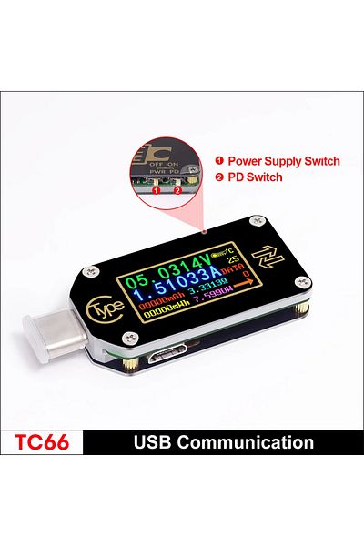 TELEHILL Tc66 Rd Tc66/tc66c Type-c Pd Trigger Digital Voltage Ammeter Capacity Meter Multimeter 2 Way Measure