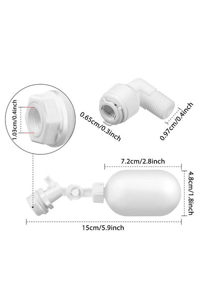 Choice White 1/4 Inch Float Ball Valve For Ro Water Purifier Aquarium Auto Water Changer Float Valve Plasti