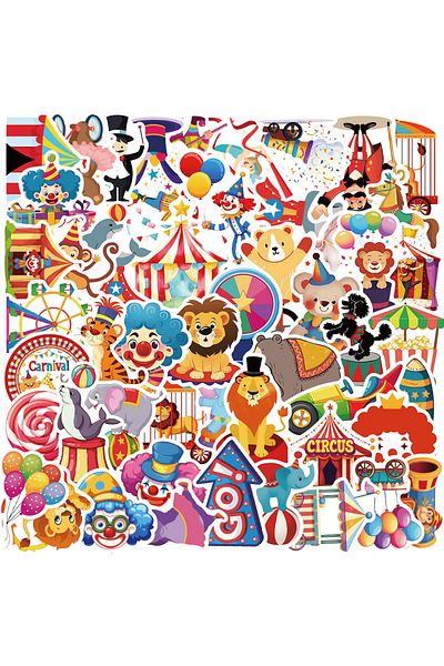 Choice 50pcs 50pcs Carnival Circus Graffiti Stickers Phone Guitar Laptop Notebook Suitcase Water Bottles Wa