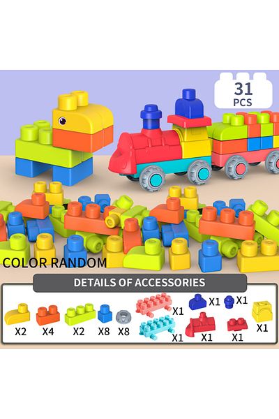 Choice Train 31pcs New Upgraded Early Education Puzzle Assembly Toy, Chewable And Boiled Large Soft Rubber
