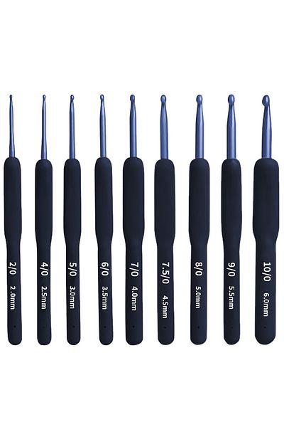 Choice Black 9pcs Red Black Crochet Hooks Needle Silicone Handle Aluminum Crochet Needle Set Needles Sweate