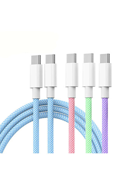 Choice كابل شحن سريع USB-C إلى Type-C ملون بطول 1 متر، 4 قطع، بقدرة 60 واط، م...