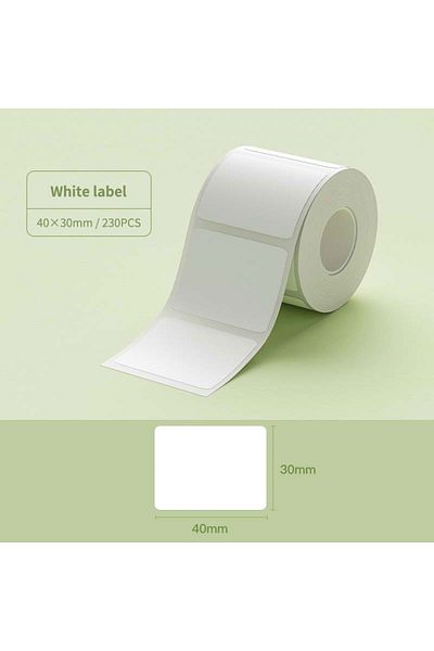 Choice لفة ملصقات حرارية لاصقة مربعة بيضاء مقاس 40 × 30 مم/230 قطعة، مناسبة لطابعات Phomemo M110 وM200 وM220 وM120