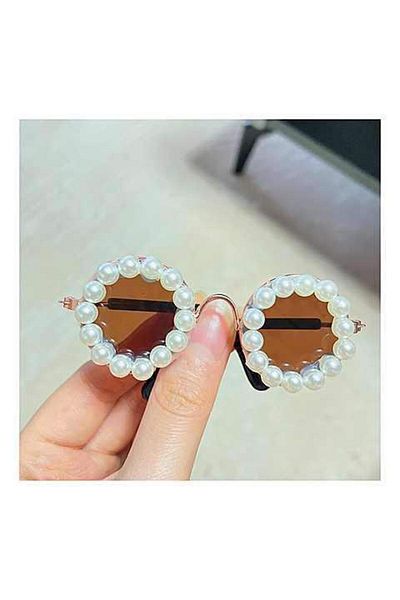 Choice 8cm 3.15in Brown With Pearl Luxury Glasses Pet Dog Pearl Sunglasses Headdress Pearl Sunglasses Eye