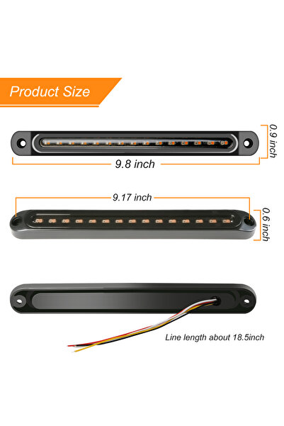 Choice 2PCS 10inch LED Trailer Tail Light Bar Brake Stop Turn Signal Light Sequential Strobe Strip Lamp ...