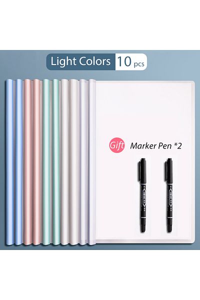 Choice Light Colors 10 Pcs 10 Pieces A4 Transparent File Document Rod Sliding Bar File Report Covers Clip C