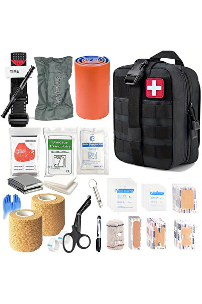 Choice مجموعة إسعافات أولية سوداء مكونة من 131 قطعة، مجموعة إسعافات أولية للص...