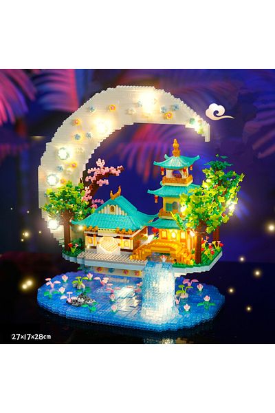 Choice Creative Moon Legend Waterfall Pond Castle Tree House View Set City Model Building Blocks Bricks ...