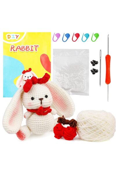 Choice مجموعة أدوات الكروشيه على شكل قنفذ وأرنب من تصميم "أرنب فينري" للمبتدئ...