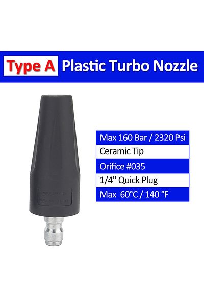 BEAR FORCE Type A Rotating Dirt Blaster Turbo Nozzle With 1/4" Quick Release Plug Connector #035 For High Press