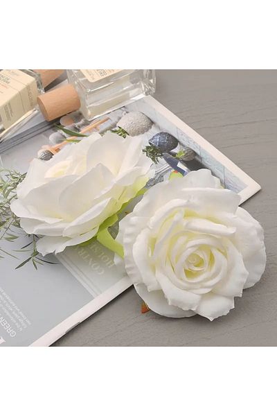 Choice White 30pcs/lot 9cm-10cm Large Artificial White Rose Silk Flower Heads Diy Wedding Decoration Wreath