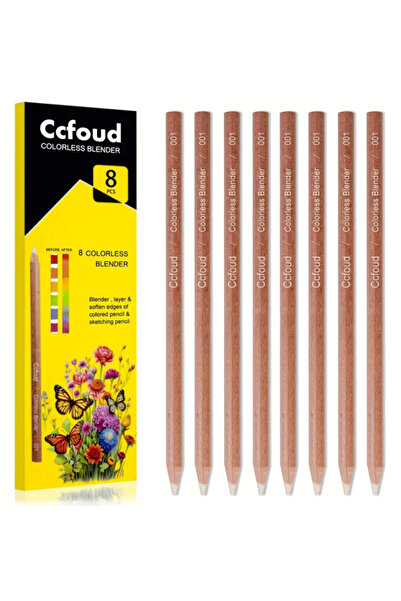 Choice 8 Pcs 8-Piece Colorless Blending Pencil Set - Non-Toxic, Pre-Sharpened Wood Sticks for Smooth Edges