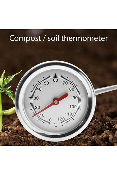 ALLOYSEED 50cm Compost Soil Tester Meter Measuring Probe Premium Stainless Steel Compost Soil Thermometer G...