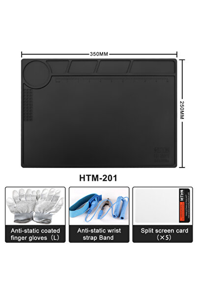 Choice وسادة إصلاح HTM-201-BLACK مع محطة لحام مغناطيسية مقاومة للحرارة، حصيرة...