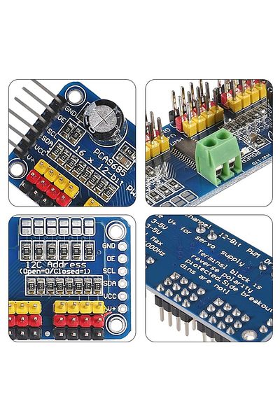 AOKIN PCA9685 16 Channel 12 Bit PWM Servo Driver Board IIC Interface PCA9685 Module Controller for Ardu...