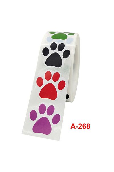 Choice 2.5x2.5cm Colour 500pcs/roll 2.5*2.5cm Dog Footprint Stickers Pvc Stickers Children's Items Marking