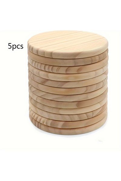 Choice 5pcs 5pcs Set Of Unfinished Round Wooden Coasters For Diy Crafts And Home Decor - 4 Inch Diameter, N