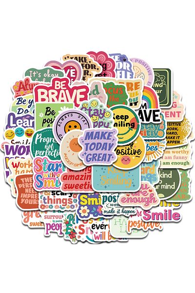 Choice 50pcs 50pcs Positive Affirmation Stickers Kawaii Harajuku Skateboard Graffiti Decals Luggage Suitcas