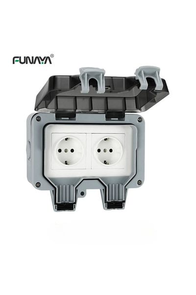 Choice 2-outlets-grey 16a Eu Kr Outdoor Wall Waterproof Sockets Outlets Korea Electrical Power 110-250v Ip6