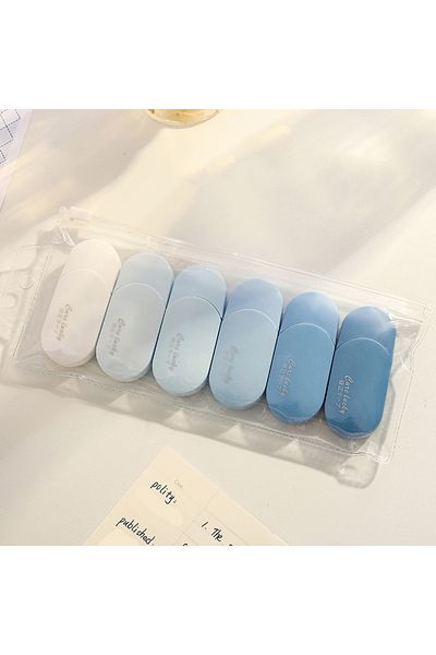 Choice 6pcs Blue 6pcs White Out Correction Tapes,whiteout Tape For Instant Corrections, Clean And Easy To U