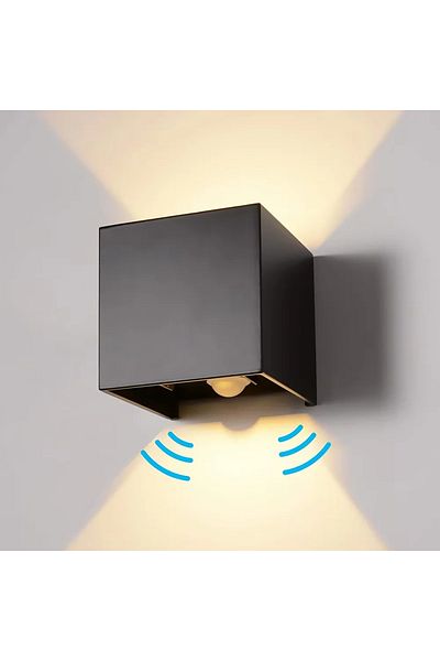 Choice 12w Cool White Black Body Ip65 Sensor Led Wall Lamp 6w/12w Outdoor Motion Sconce Balcony Porch Light