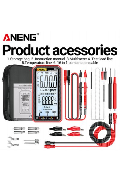 ANENG 620a Red Pro 620a 6000 Counts Digital Smart Multimeter Transistor Testers True Rms Auto Electr