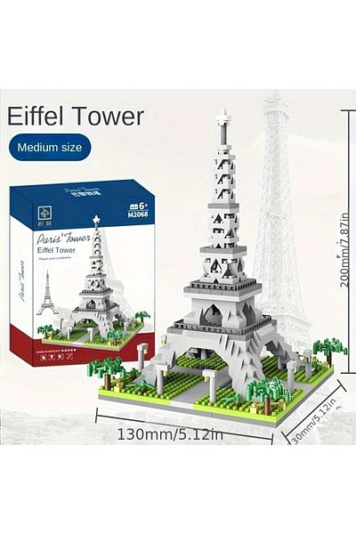 Choice 600pcs Paris Eiffel Tower Children's Puzzle Micro Particle Block Assembly Landmark Building Model Or
