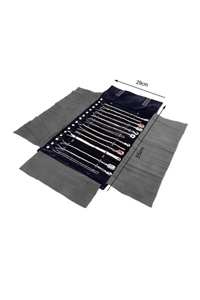 Choice حقيبة تخزين وعرض قلادات ومجوهرات محمولة باللون الأسود بالكامل