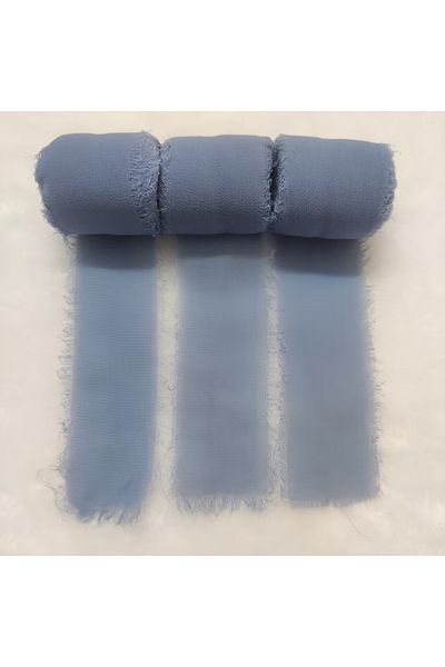 Choice 4cmx5m(3ROLLS) Dusty Blue 3 Rolls Dusty Blue Chiffon Ribbon Wedding Invitations Handmade Fringe Ribb