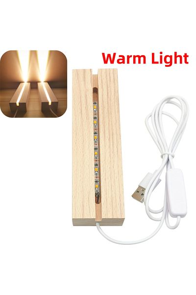 Choice 12pcs Warm Light Rectangle Solid Wooden Led Base Strip Luminous Base For Resin Letter Lamp Glass Res