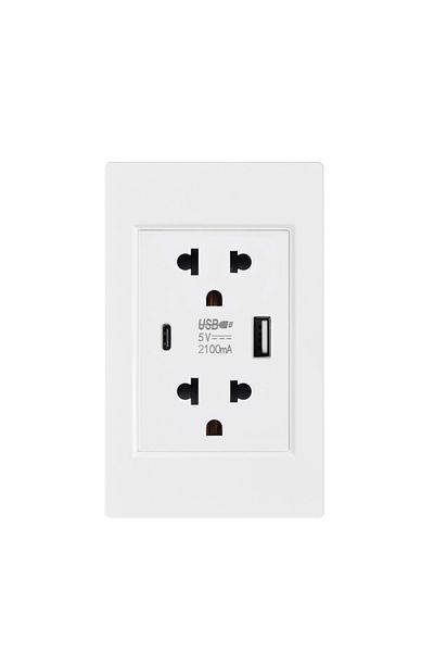 Choice مقبس حائط USB أبيض Viswe قياسي تايلاندي، مقبس طاقة منزلي بثلاث فتحات من النوع C USB 118*72