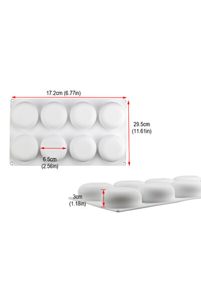 Choice 1 قطعة قالب سيليكون دائري الشكل مكون من 8 فتحات لصنع الخبز والشوكولاتة...