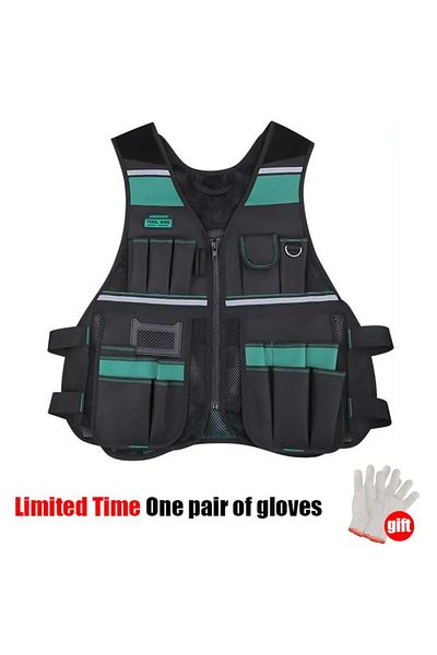 Choice Green Greener Tool Vest Tool Pouch Breathable Adjustable Multi-pocket Reflective Strips Tool Organiz