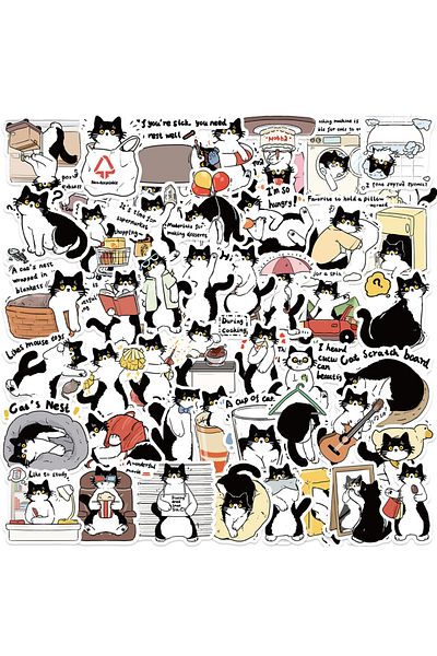 Choice 50pcs Cute Tuxedo Cat Animals Cartoon Graffiti Stickers Phone Guitar Laptop Notebook Suitcase Cup...