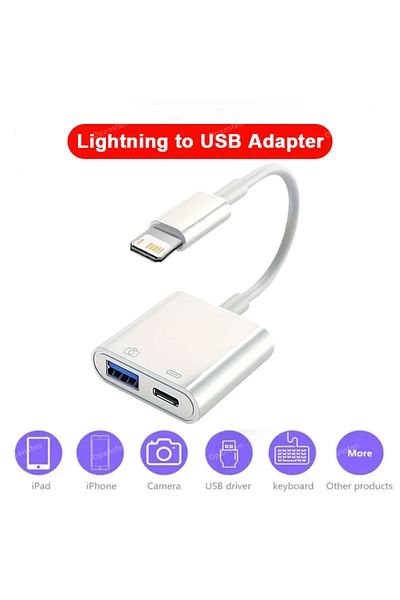 Choice محول OTG 2 في 1 لنظام التشغيل Ios لهاتف Iphone 16 15 14 13 12 Pro Max Xr 8 Plus كابل 8 Pin To USB 3.0