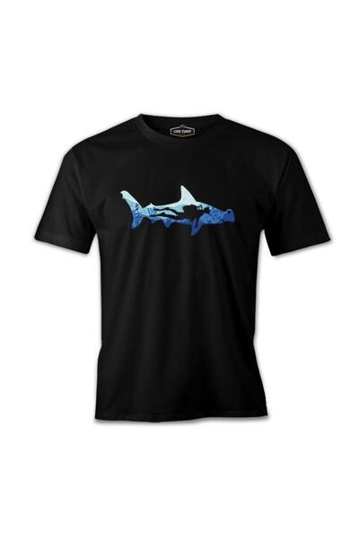 Lord T-Shirt Diver Underwater In A Shark Silhouette Black Men's T-shirt