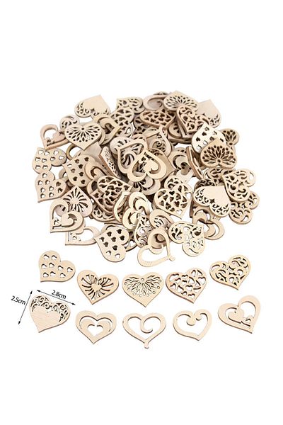 Choice 100pcs Love Wood Chips 50/100pcs Hollowed Heart Pattern Small Natural Wooden Slice Scrapbooking Embe