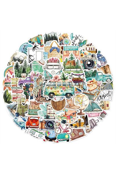 Choice 50PCS Cartoon Outdoor Travel Graffiti Waterproof Stickers Creative Trendy Notebook Refrigerator M...