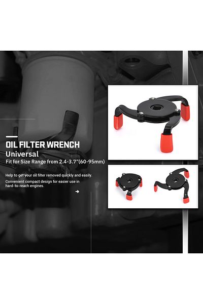 Choice High Quality Universal 3 Jaw 3/8"  Car Adjustable Oil Filter Remover Wrench Tool 60mm to 95mm 2.4...