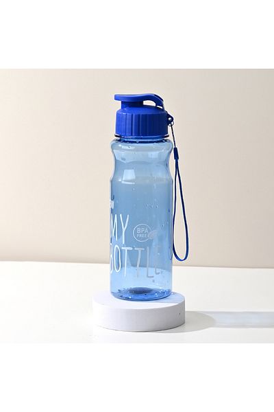 Choice 0.55l Blue 550ml Portable Plastic Water Bottle, Transparent Water Cup, Clamshell With Rope Design, S