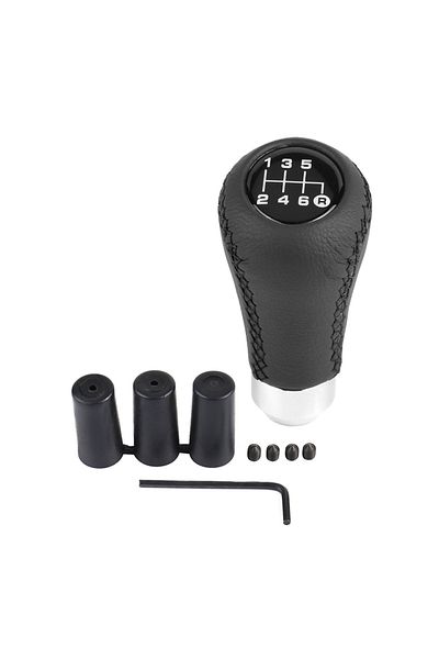 Choice Black Universal Car Gear Shift Knob 6 Speed Gear Shifter Stick Head With 3 Hoses