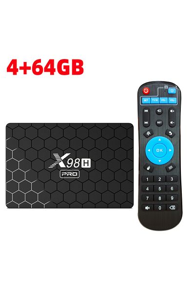Choice صندوق تلفاز ذكي X98h Pro 6K 2.4&5g Wifi6 Bt 1000m Lan Google Voice Assistant Android 1 بمقبس من الاتحاد الأوروبي 4 جيجابايت 64 جيجابايت