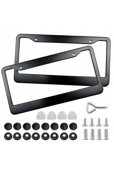 Choice Black 2-piece 16.2x32cm License Plate Holder Black License Plate Holder Set Waterproof Shockproof Wi