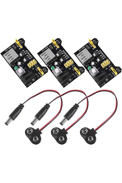 Choice 3 Sets 3sets 3.3v 5v Mb102 Solderless Breadboard Power Supply Module With 9v Battery Clip Power Cabl